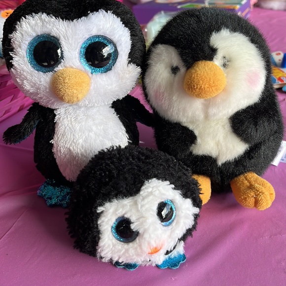 🐧GUC Ty & Aurora Penguin Stuffed Animals - lot of 3! GUC “Waddles” x 2, Aurora - Picture 2 of 6